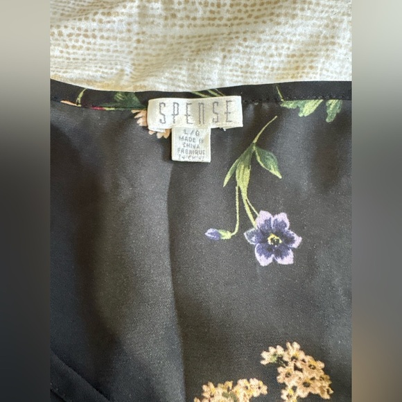 Spense black floral sheer long sleeve ruffle top size large - Picture 5 of 8